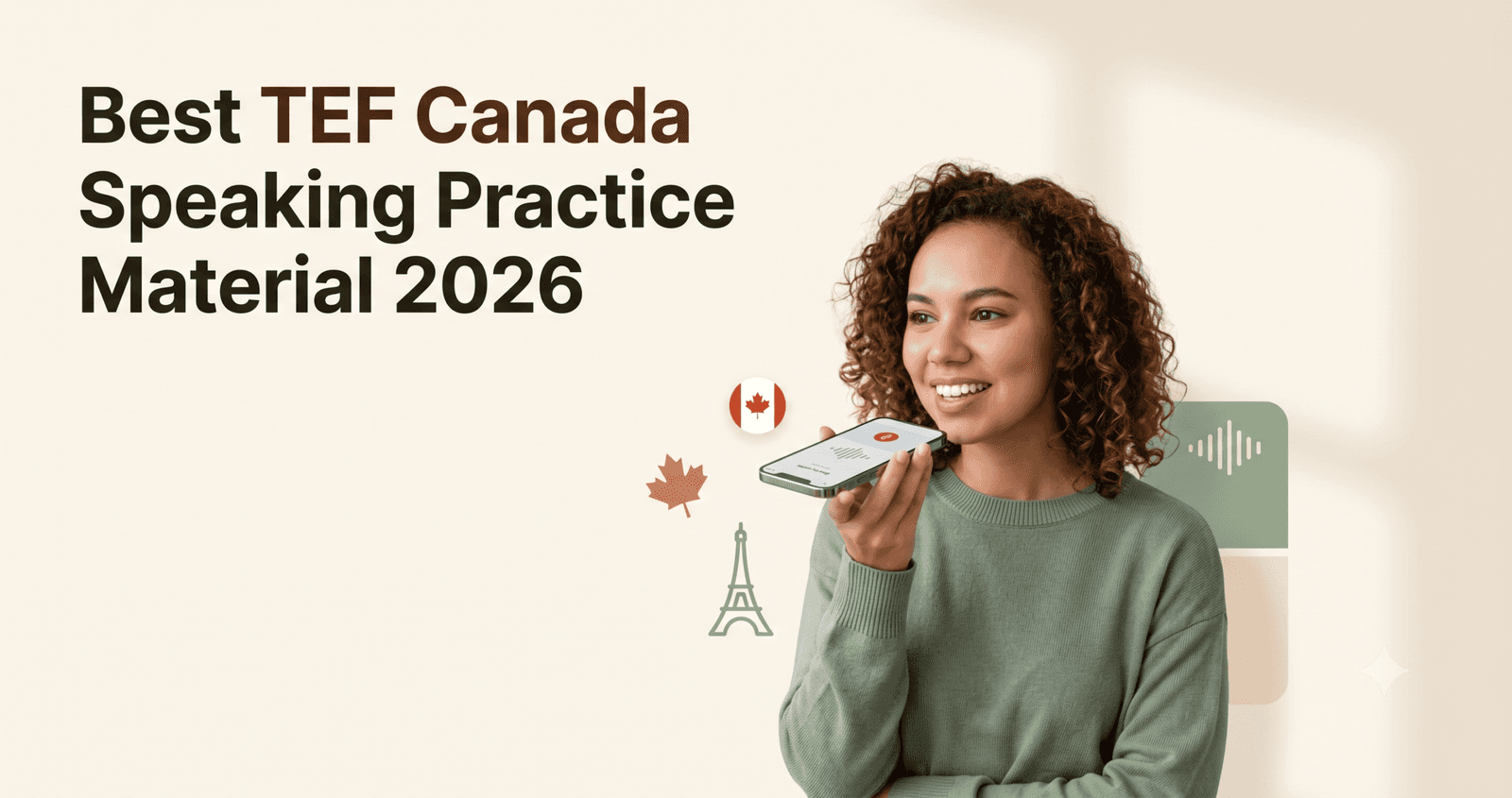 Person practicing French speaking for TEF Canada exam